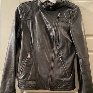 GUESS Black Leather Biker Jacket